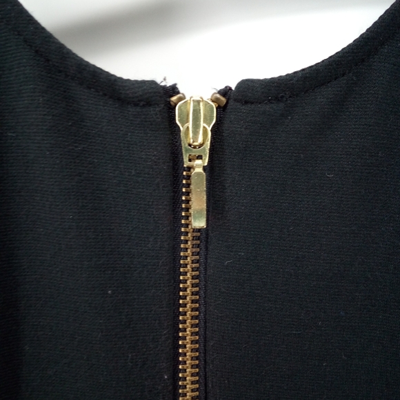 Express Little Black Dress Scoop Neck Mini Gold Zipper Vent XS - Picture 7 of 11